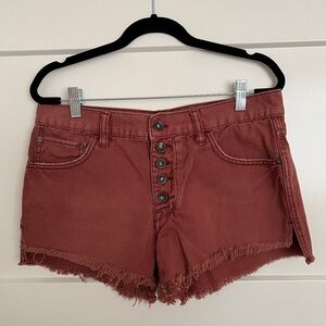 Free People Button Fly Rust Colored Shorts - Size 27